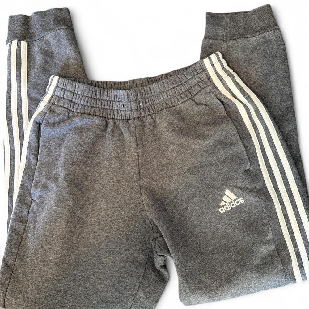 Adidas Essentials 3-Stripes Joggers Gray White Mens M Track Pants Sweatpants - Picture 1 of 8